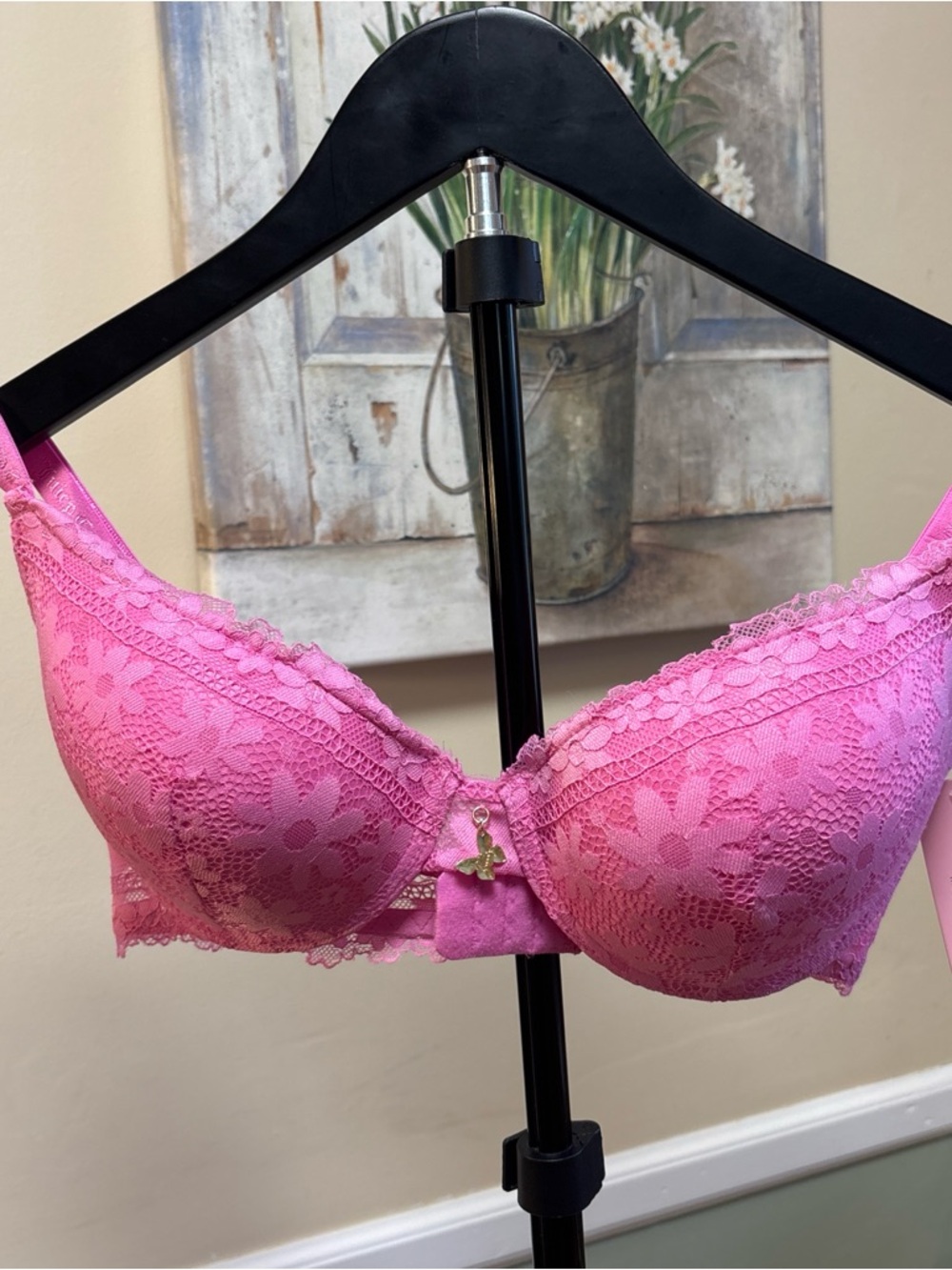 Juicy Couture Pink Floral Lace Push-Up Bra
